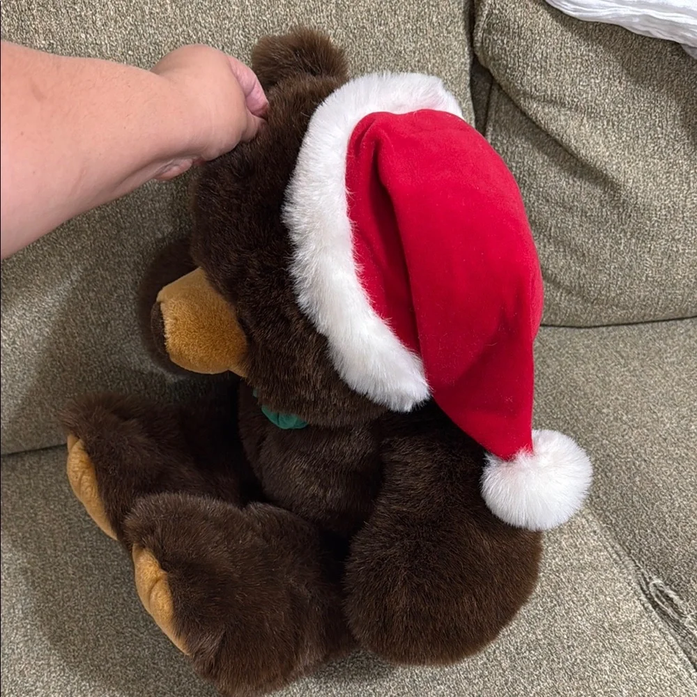 JC Penney Christmas Brown Teddy Bear Plush 24" Santa Hat Soft Stuffed Toy Gift - Picture 5 of 12